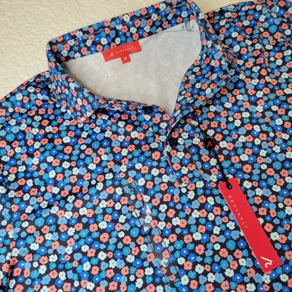 Redvanly Other - Redvanly Marne Polo Mens Medium Midnight Navy Multi Floral Golf Shirt MSRP $110.